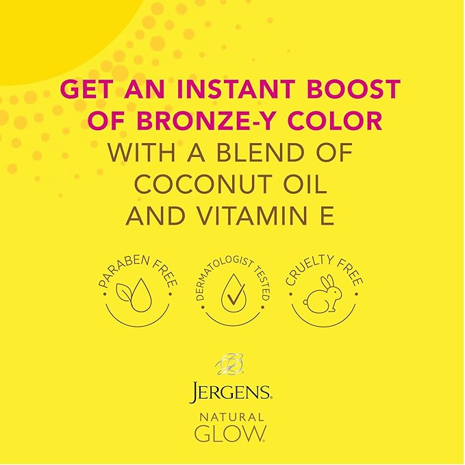 Jergens Natural Glow Instant Sun Self Tanner Mousse Bundle, Light Bronze, Sunless Tanning, 6 Oz Bottle and Application Mitt