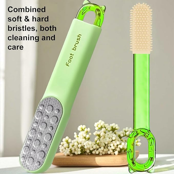 2-in-1 Pedicure Scrubber Tool - Stainless Steel Dual-Sided Foot File & Callus Remover, Durable Easy-to-Clean Rasp for Hard Dead Skin, Corn Removal & Soft Feet,Dry & Wet Use (Green)