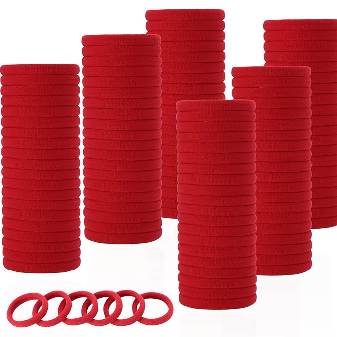 LuSeren 120 Pcs Deep Red Hair Ties for Women, No Damage Soft Seamless Nylon Hair Elastics for Thick Hair,Ponytail Holders, Hair Accessories