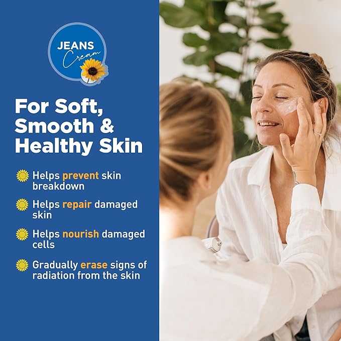 Jeans Cream, Maximum Skin Therapy Radiation Burn Cream, Moisturizing Vitamin E and Aloe Vera Cream for Compromised Skin, Minor Cuts, Sunburn and More, Non-Greasy Formula, Gift Set