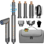 6 in 1 Hair Dryer Brush, Powerful Blow Dryer Brush Air Curler Air Curling Wrap Styler, Blow Dryer Diffuser Ionic Hot Air Brush Fast Dry, Straight,Curl, Blow dryers Brush for Hair, Travel Bag 100-120V