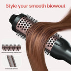 Negative Ion Thermal 1.5 Inch Brush for Blowout Look, Ceramic Curling Brush with Anti-Scald Nylon Bristles,10 Temps & Auto Shut-Off, Dual Voltage Travel Hair Styling Tool