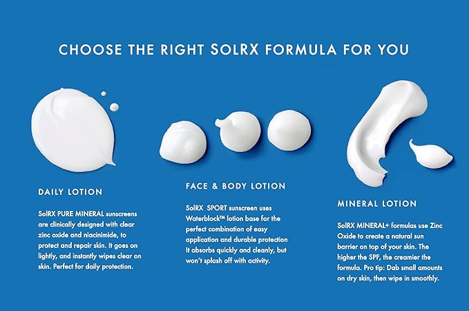SolRX MINERAL+ SPF 50 Mineral Sunscreen with Zinc Oxide – Reef Safe, Broad Spectrum UVA/UVB Protection, Water Resistant Sunblock for Face & Body