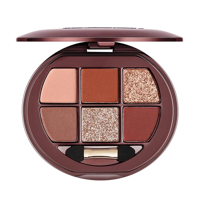 6 Colors Shimmer Eyeshadow Palette with Mirror Neutral Nude Eye Shadow Matte & Glitter Shades Highly Pigmented Blendable Waterproof Long-Lasting Natural Smokey Eye Makeup Palette for Women 12#