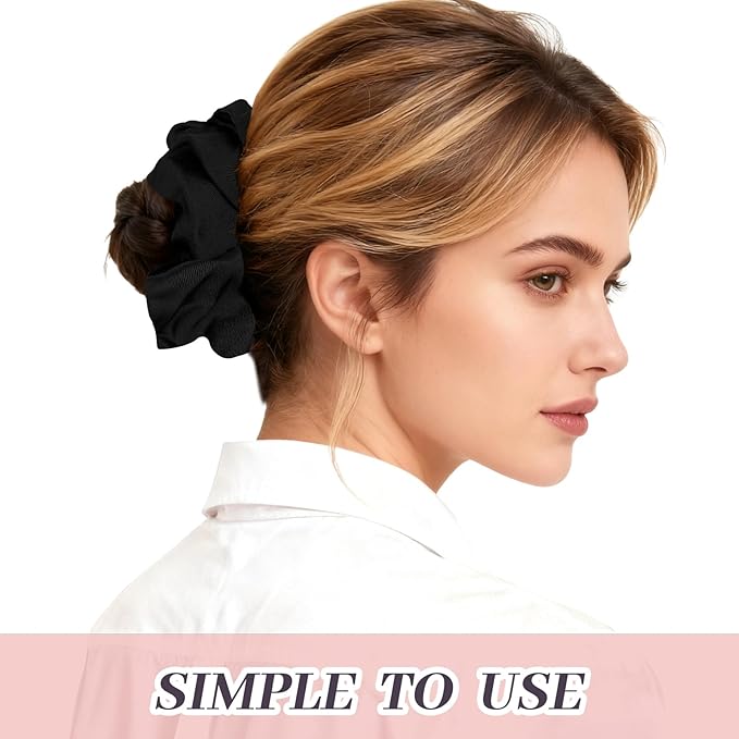 5Pcs Black Satin Scrunchies for Women, Softer Than Silk Scrunchies, Fashion No Crease Hair Ties for Thin Thick Hair,Soft Hair Bands No Damage for Girls, Ideal Gifts for Women (Set 2)