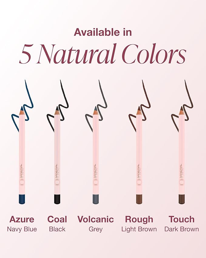 Mineral Fusion Eye Pencil (Light Brown - Rough) - Eyeliner with Soothing Chamomile, Meadowfoam & Vitamin E - Smooth & Long Lasting, Hypoallergenic, Non-Irritating Eye Makeup