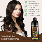 Natural Black Tea Hair Dye Shampoo 3-in-1, 100% Gray Hair Coverage in Minutes, Hair Instant Dye Shampoo for Women Men, Plant Based Hair Color Shampoo with Conditioner, Champu Con Tinte Para Canas