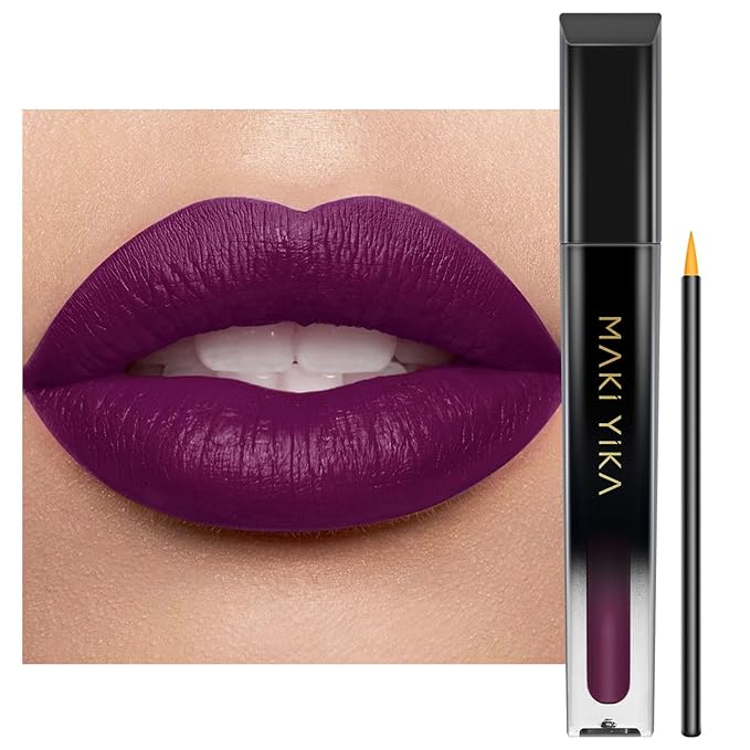 MAKI YIKA Dark Purple Lipstick for Women Color Stay Long Lasting Lipsticks, No Smudge Matte Liquid Lipstick Transferproof Cruelty-Free Lip Color, GOTHIC PLUM