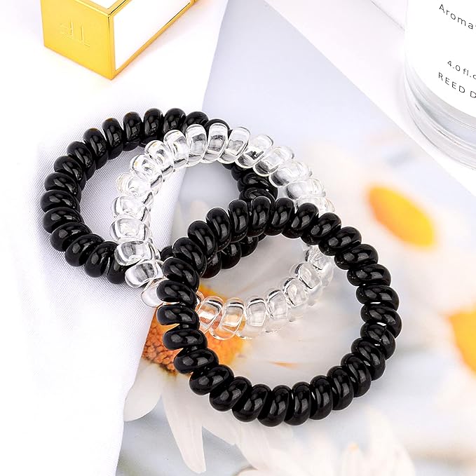 JessLab Spiral Hair Ties for Women, 10-Pack Traceless No-Damage Ponytail Holders, Coils Hair Bands for Girls, Assorted Colors