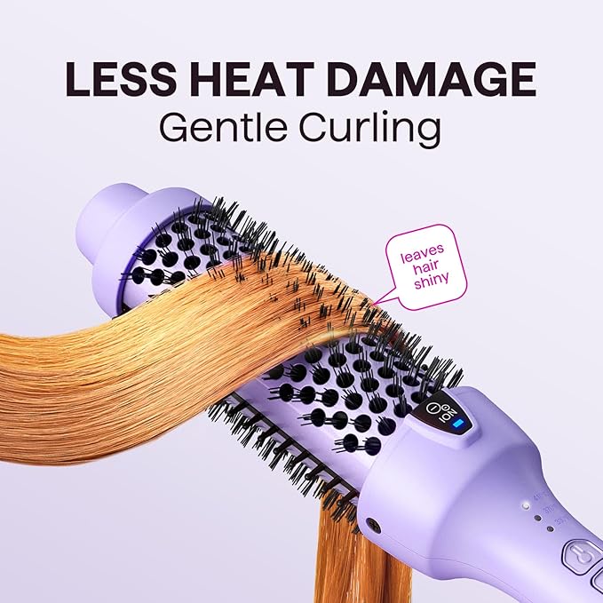 Wavytalk Thermal Brush, 1.5 Inch Blowout Express Ionic Thermal Round Brush Creates Blowout Look in 10 Minutes Makes Hair Shinier & Smoother, Dual Voltage (Lavender Purple)