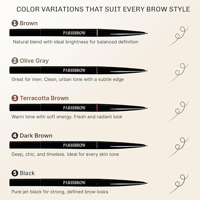 PARISBROW Slim Brow Pencil 05/Black Eyebrow Ultra-Fine Eyebrow Pencil (0.9mm Tip)