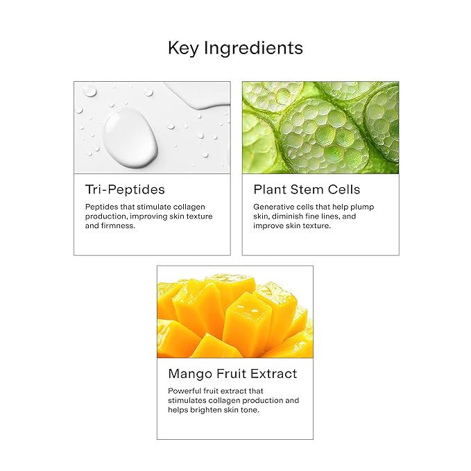 CLEARSTEM BOUNCEBACK Radiant Facial Serum - Peptide Serum for Hydration & Smooth-Looking Skin with Tri-Peptides and Mango Fruit Extracts - Lightweight Formula for Softer and Balanced-Looking Skin