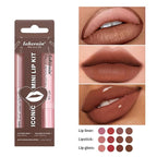 BestLand 3PCS Lip Liner and Lipstick Combo Set - Matte Lip Liner Pencil, Velvet Matte Lipstick & Hydrating Collagen Lip Gloss - Long-Lasting, Smudge-Proof, Nude Brown Lip Makeup Kit (#4 Nude Brown)