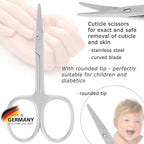 3 Swords Germany - brand quality STAINLESS STEEL CURVED CUTICLE SCISSORS (1 PIECE) with round tips for DIABETICS - manicure pedicure - nail care by 3 Swords - Made in Germany
