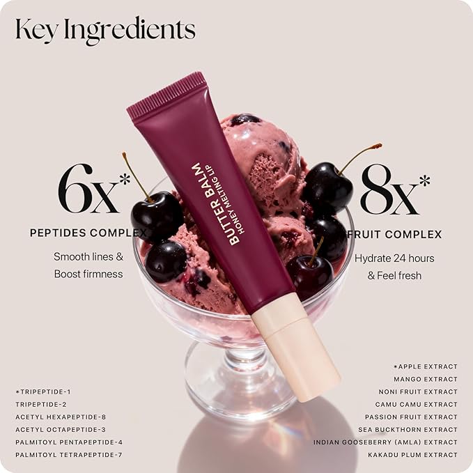 Nature Republic Honey Melting Lip Butter Balm – Moisturizing Tinted Balm with Peptides, for Sheer & Glossy, Smooth & Soft Lips, Stocking Stuffers (BLACK CHERRY)