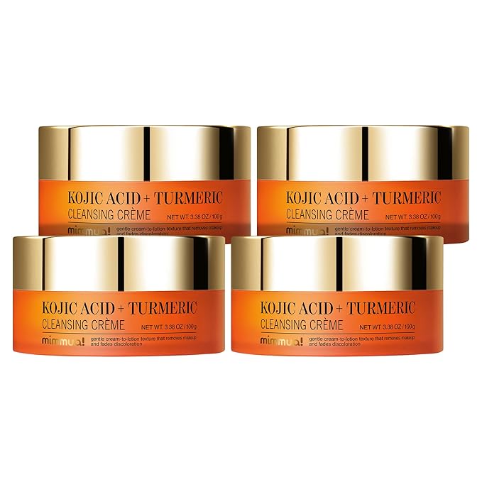 KOJIC ACID TURMERIC CLEANSING CREME| Balm to Oil Cleanser | Makeup Remover Cleansing Cream | No Eye Stinging | Helps Even Tone & Fade Hyperpigmentation w/Consistent Use 100ml,4pcs