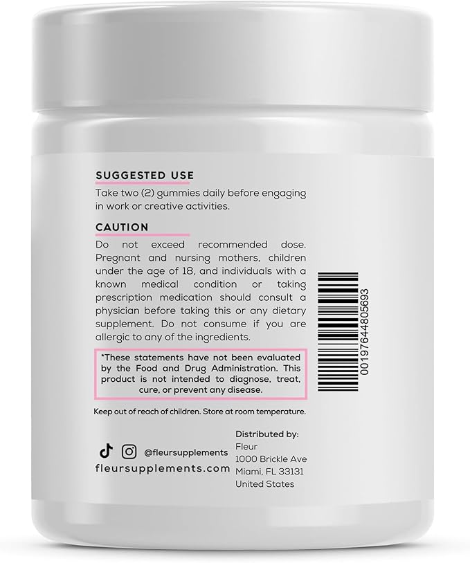 FLEUR Bloom & Glow Hair Skin and Nails Gummies, Hair Growth Supplement with Biotin & Inositol, Antioxidant Rich Vitamin A, C & E for Skin and Nail Repair, Sugar-Free, 60 Vegan Gummies