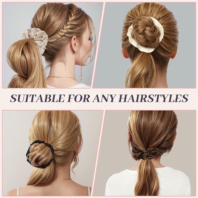 5Pcs Satin Scrunchies for Women, Softer Than Silk Scrunchies, Fashion No Crease Hair Ties for Thin Thick Hair,Soft Hair Bands No Damage for Girls, Ideal Gifts for Women (Set 1)