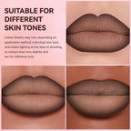 Lip Liner Gloss Lip Combo Set, 2 in 1 Lip Duo Dark Brown Lip Liner Lipstick Matte Velvet Nude Brown Gloss Lip Kit, Smooth Quick Fuller Plumping Lip Makeup for Women01#Matte Brown