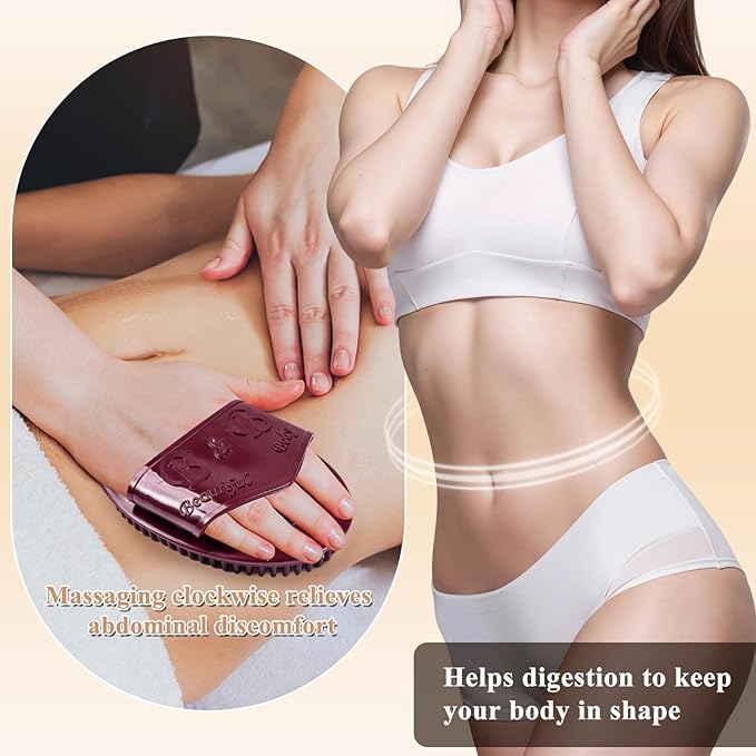 2Pcs Meridian Massage Brush, Upgrade Pro Meridian Brush for Belly, Beauty Salon Professional Custom Meridian Brush, Full Body SPA Massager Relaxation, Acupressure Meridian, Scalp Massage (Brown)