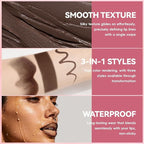 Lip Liner Gloss Lip Combo Set, 2 in 1 Lip Duo Dark Brown Lip Liner Lipstick Matte Velvet Nude Brown Gloss Lip Kit, Smooth Quick Fuller Plumping Lip Makeup for Women01#Matte Brown