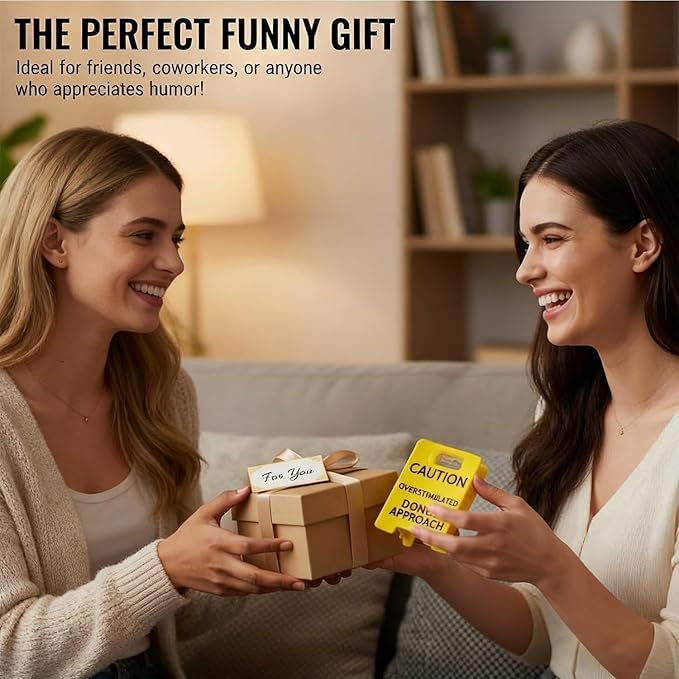 2PCS Overstimulated Caution Sign Hair Claw Clip,Yellow Caution Hair Clip,Do Not Approach Sign Hair Claws Hair Clips for Thick Hair,Funny Gag Gift for Women and Friends