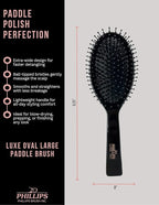 Phillips Brush Luxe Oval Paddle Hair Brush, Sleek Black Color with Gold Accents – 9.25 inch Detangler Paddle Brush from the Luxe Series by Phillips Brush