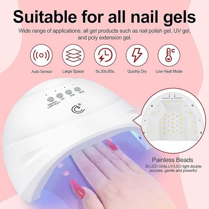 COSCELIA 53ps Gel Nail Polish Kit with U V light and Drill Starter Kit 35 Fall Colors Gel Polish 5pcs Top Base Coat LED Lamp Nail Art All Seasons Gel Manicure Kit Gifts for Women