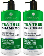 Tea Tree Shampoo and Conditioner Set – with 100% Pure Australian Tea Tree Oil - Anti Dandruff Sulfate and Paraben Free - Dry Scalp Treatment with Keratin, Vitamin B5, Collagen for Women and Men