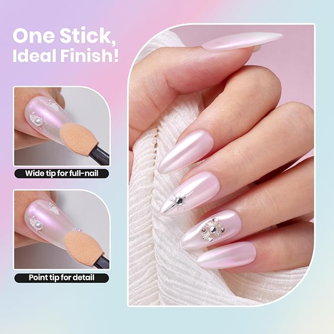 Beetles Chrome Nail Powder 2 Jars White and Purple Pearl Cromer Nail Powder for Gel Nail Mirror Effect Glitter Manicure Kit Pigment Nails Art Design Gifts for Women