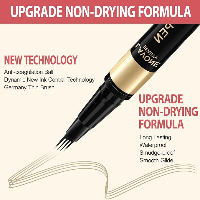 LAVONE Eyebrow Pen,2-IN-1 Dual-ended Waterproof Eyebrow Pencil,with 4 Tip Microblading Eyebrow Pen and Ultra-Precise Brow Pencil,Dual-ended Eyebrow Brush, for Natural Looking - Blonde 01