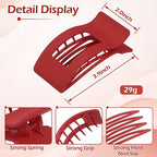 French Flat Hair Clips for Women 6pcs Hair Claw Clips for Thick or Thin Hair Matte Claw Clips for Girls Barrettes Non-Slip Strong Hold Hair Accessories for Women (Red)