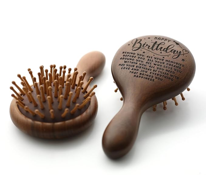 TOBOHU Engraved Wooden Hairbrush for Women,Happy Birthday Gifts - Best Friendship Gifts, Unique Gift for Mom Dad Grandma Wife Bestie BFF Coworker Classmate