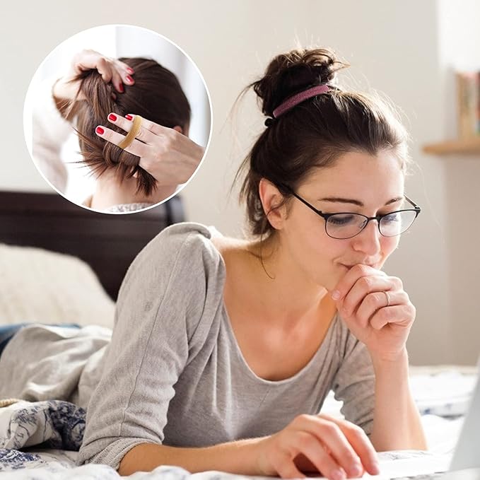 100PCS Colorful Large Hair Ties, Cotton Hair Bands Seamless Ponytail Holders for Women, Hair Elastics No Damage, 10 Colors by BAOLI