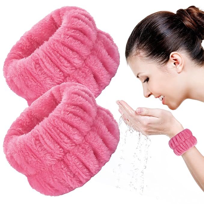 2pcs Wrist Bands for Washing Face Wash Wristbands Wrist Towels Arm Bands for Skincare Makeup Wrist Cuffs Spa Wrist Scrunchies