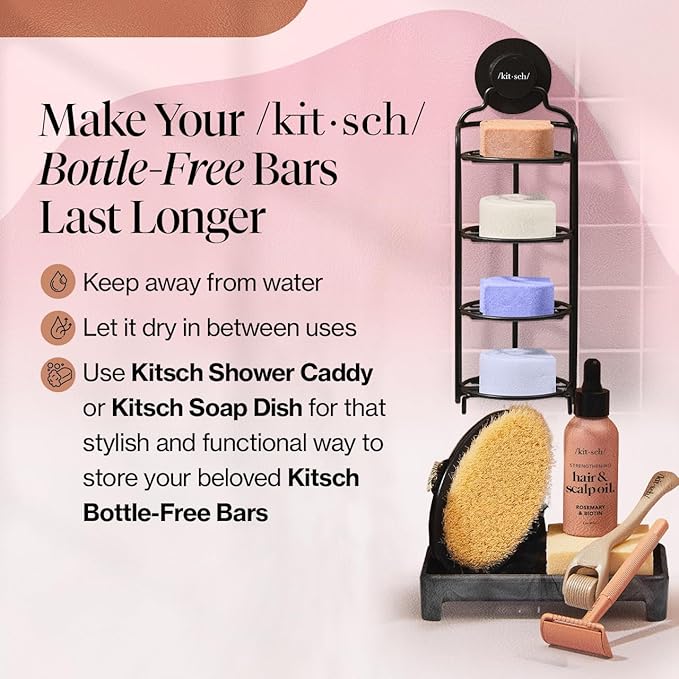 Kitsch Castor Oil Shampoo & Shea Butter Conditioner Bar – Shampoo and Conditioner Set - Hydrating & Moisturizing Bar Soap - Free of Paraben, Silicone, Sulfate - Made in USA - 2pc Set