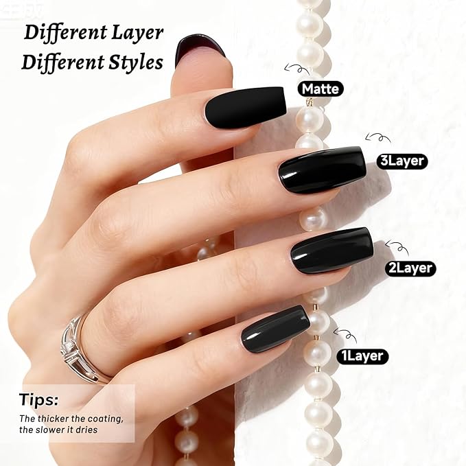 18ml Black Nail Polish Large Volume Quick Drying Nail Polish, Fast Drying and Long Lasting Color Nail Art DIY Home Manicure Gift for Women