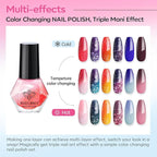 modelones Color Changing Nail Polish Set, 6 Colors Winter Pink Blue Purple Orange Neon Mood Temperature Change Ombre Quick Dry Mini Manicure Kit DIY Nail Art Salon Gifts For Women Girls