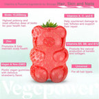 Biotin Gummies 10000mcg Supplements - with Vitamin C, A, D, B-Complex, Folate, Zinc for Women & Girls- Vegan Biotin Hair Growth Gummy for Healthy Hair and Nails, Non-GMO, Strawberry, 120 Bear