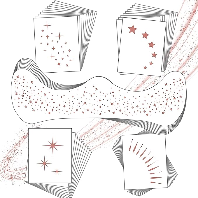 20 Pcs Face Makeup Patches, Glitter Freckles Face Tattoo for Teenagers & Young Women, Sparkle Freckles Makeup Patches, Waterproof Face Glitter Freckles for Christmas (Rose Gold)