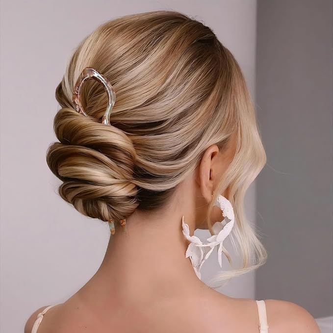 4 Pcs French Hair Pin Color Mixing French Hair Pins for Women French U Shaped Prestiges Hairpin for Thin Thick Hair Women Vintage Hairstyle Accessories