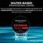 TRENDSTARTER Hair Wax - Extreme, 4oz - Matte Finish - Premium Water Based Flake-Free Hair Styling Pomade for All Hair Types - All-Day Strong Hold