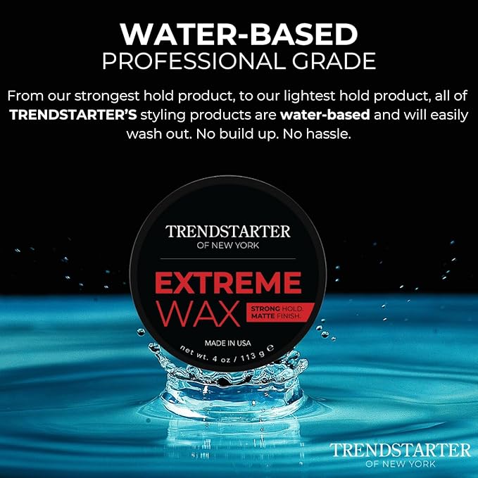 TRENDSTARTER - EXTREME (4oz) (PACK of 2) - Strong Matte Finish - Premium Water Based Flake-Free Styling Pomade for All Hair Types - All-Day Hold