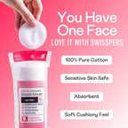 Swisspers Smooth Moves Ultra-Luxe Premium Cotton Rounds, Hypoallergenic Makeup Remover Pads for Sensitive Skin, USA Made, Vegan, Lint-Free, Paraben Free, 100 Count 6-Pack