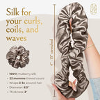 Silk Scrunchies for Women Ponytail Holders – Oversized Mulberry Silk Scrunchies – Extra Large No Damage Hair Ties for Curly, Thick, and Thin - Hair Accessories for Women – London Fog, XL By Curlfriend
