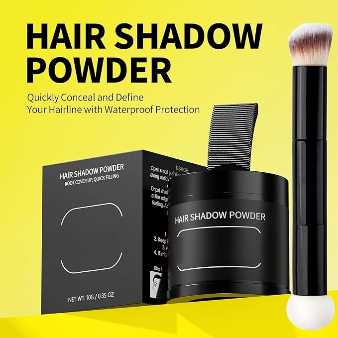 Gowwim Root Touch up Powder, Instantly Gray Hair Cover up Hairline Powder for Women & Men Waterproof and Sweatproof Root Cover Up Long-Lasting for Thinning & Loss Hair (Brown-1, 10G+1)