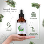 HBNO California Bottled Pine Needle Essential Oil 4 fl oz (120ml) - Natural Pine Needle Oil - Perfect for Cleaning, Aromatherapy, DIY, Soap & Diffuser