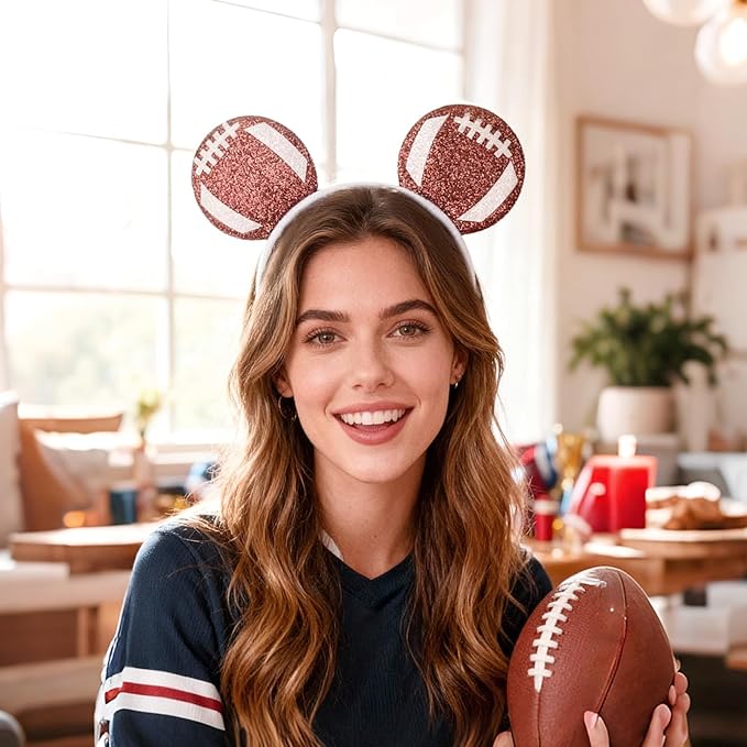 Game Day Fans Headbands for Women&Men, Glitter Ball Sports Hairbands, Sports Themed Hair Accessory, Team Party Favor