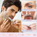 3.8 Inch Silver Eyebrow Scissors, Stainless Steel small scissors for Personal Care, Professional Grooming Scissors for Eyebrows, Mustache & Beard Hair Trimming