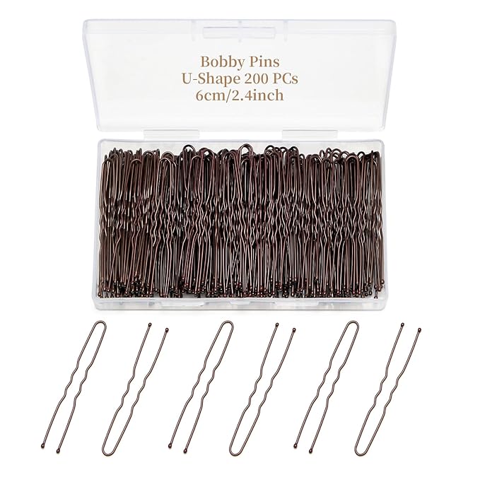 200 Pcs 2.4 Inch U-Shaped Bobby Pins Brown Metal Hair Pins Hair Accessories for Women Stylists Hair Sticks Girl